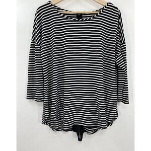 Essentials By Milano Top Women Black‎ White Striped Zipper Size XL